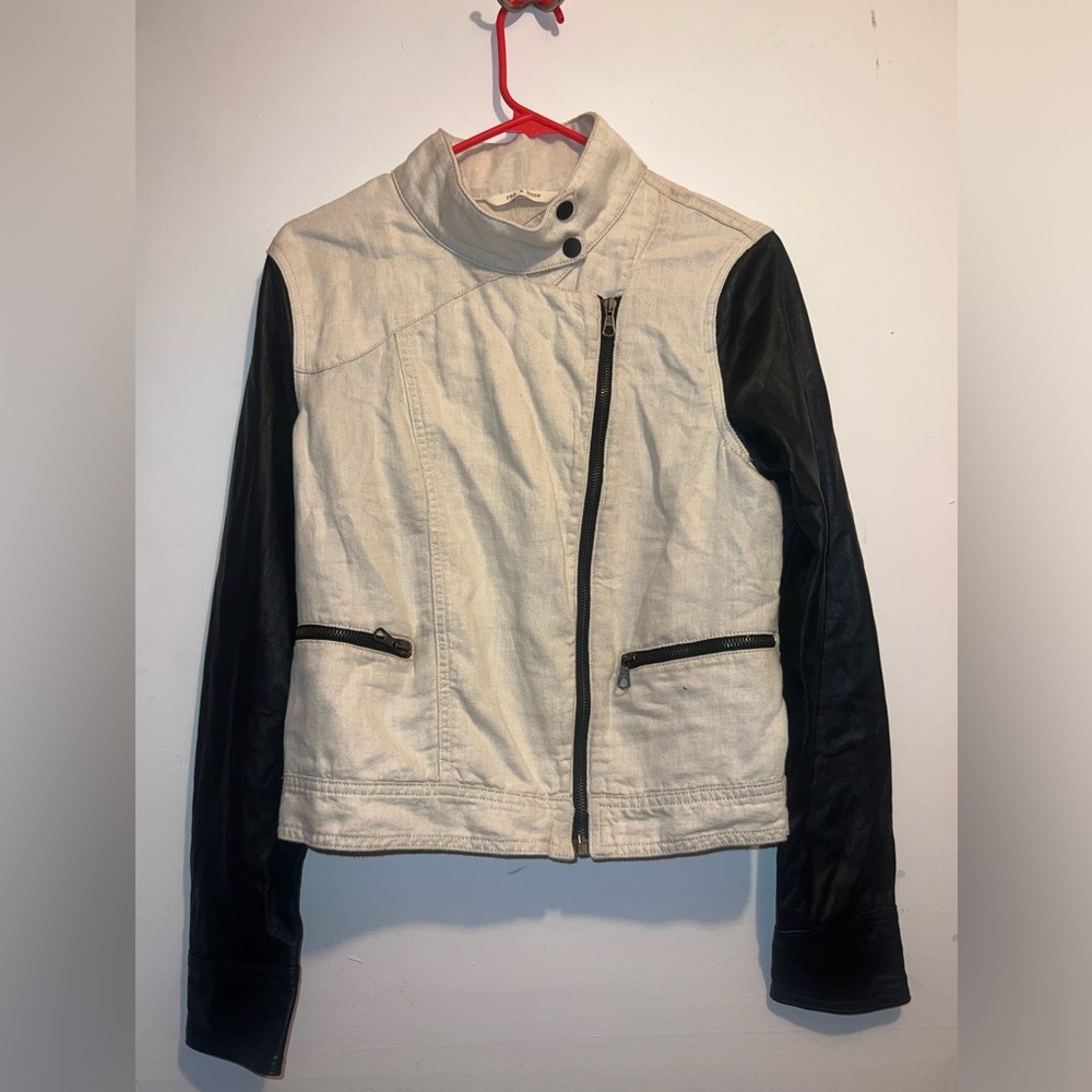 rag & bone Jean Twill and Leather Moto Jacket